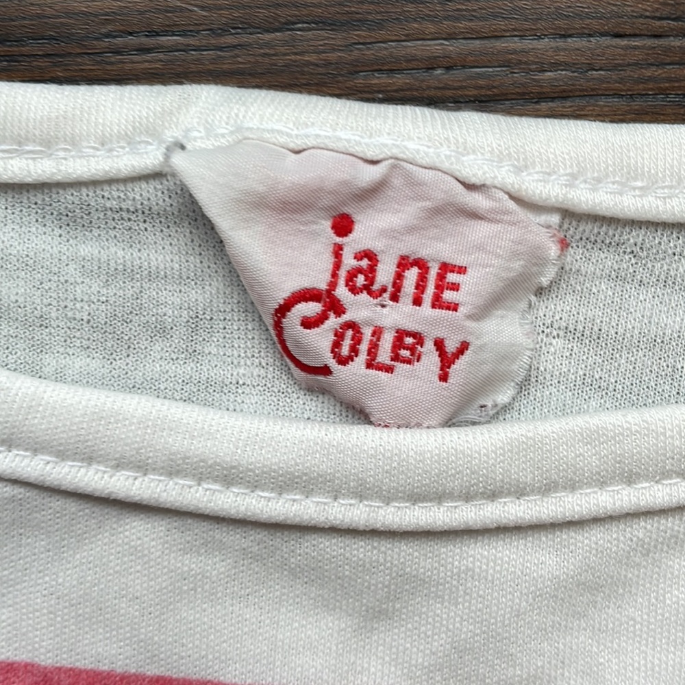Vintage 1987 Jane Colby Nabisco Cream of Wheat dolman red white stripe Americana - Picture 7 of 8